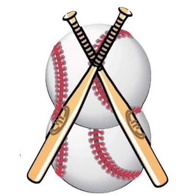 Baseballs & Bats Promotional Magnet w/ Strip Magnet (4 Square Inch)