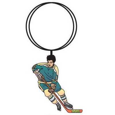 Hockey Player Key Chain w/Clear Mirrored Back (6 Square Inch)
