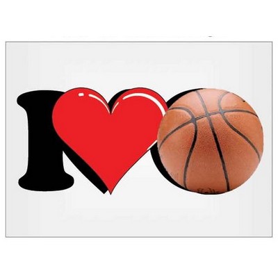 I Love Basketball Rectangle Badge w/ Bar Pin (2"x3")