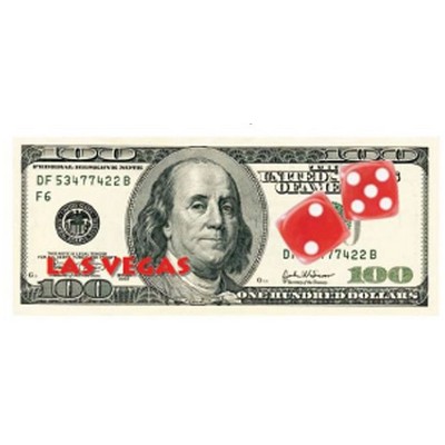 Las Vegas Dice $100 Bill Magnet w/ Full Magnetic Back (3 Square Inch)