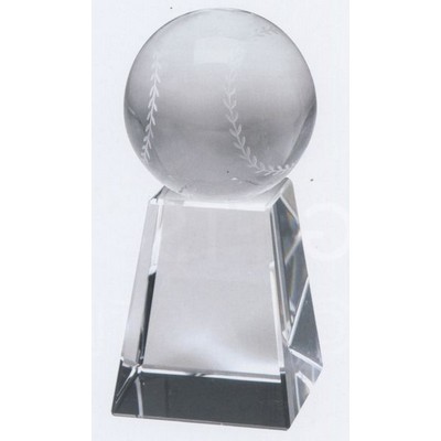 Small Optical Crystal 60 Mm Baseball w/Tall Base Award