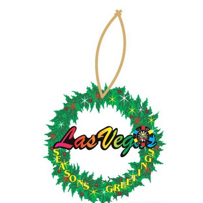 Vegas w/ Poker Chip Promotional Wreath Ornament w/ Black Back (2")