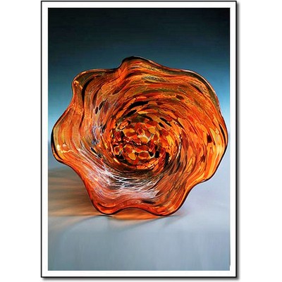 Sunset Beach Lantern Art Glass Bowl w/ Marble Base (8.5"x6.5")