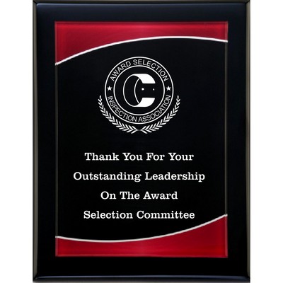 Black Piano Finish Plaque with Red Acrylic Plate 9x12