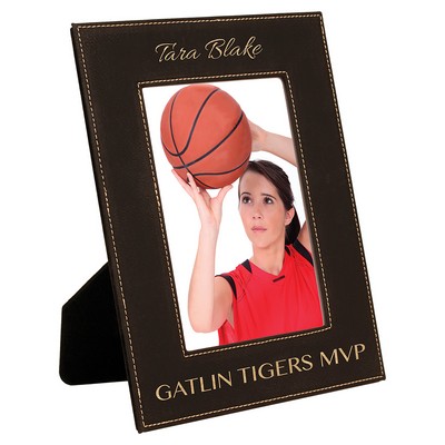 Leatherette 4 x 6 Photo Frame - Black/Silver