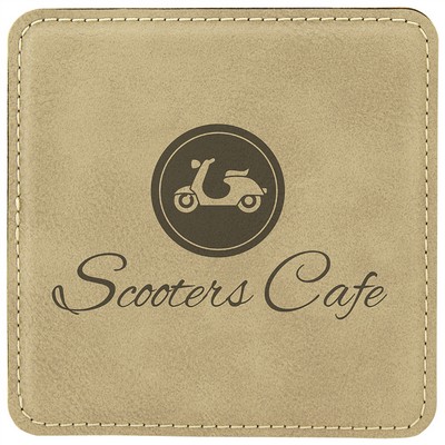 4" x 4" Square Laserable Coaster, Leatherette
