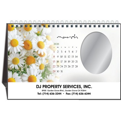 Blossoms 2026 Mirror Desktop Calendar w/Black Imprint