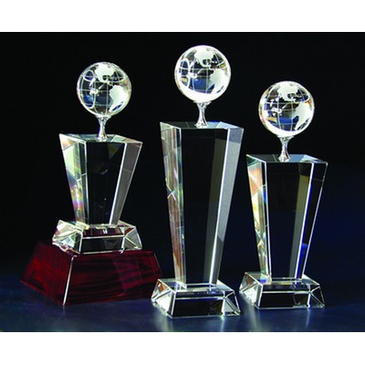 Globe Optical Crystal Award/Trophy 8"H - Variant C