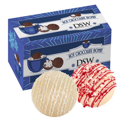 Mega Hot Chocolate Bomb Gift Set - 2 Pack - White Chocolate Crystal & White Chocolate Peppermint