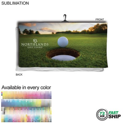 72 Hr Fast Ship - Oversized Golf Towel in Microfiber Terry, w/Black Hook, Sublimated (30"x60")