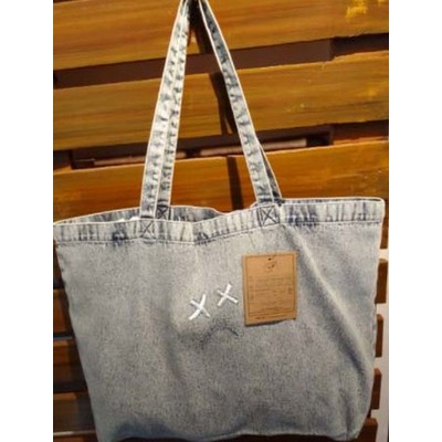 Dust Blue Denim Shopper Bag