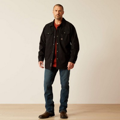 Arait® Men's Black Rebar® Canvas Fleece Lined Shirt Jacket