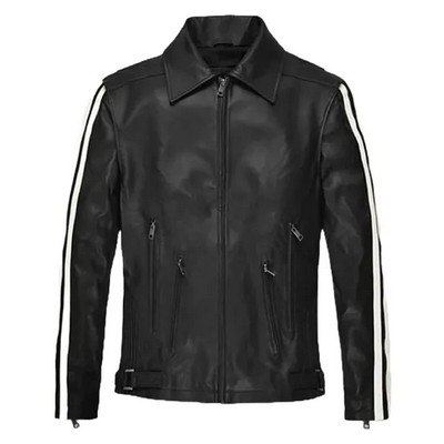 Unisex Monarch Stripe Leather Jacket