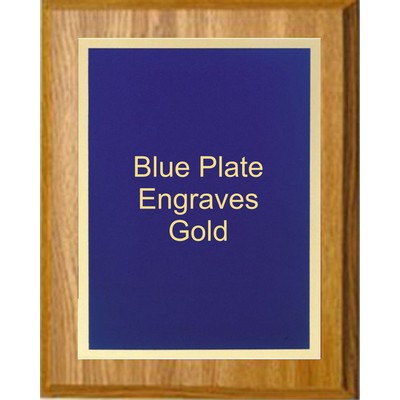 Oak Plaque 5" x 7" - Simplicity Plate Blue/Gold 4" x 6" Plate