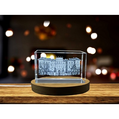 Lobkowicz Palace 3D Engraved Crystal Trophy Award w/LED Base - Exquisite Decorative Gift