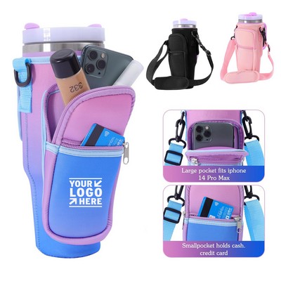 Travelling Camping Fit 40oz Tumbler With Handle Water Bottle Carrier Bag