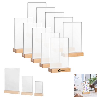 Menu Sign Holder with Wooden Base