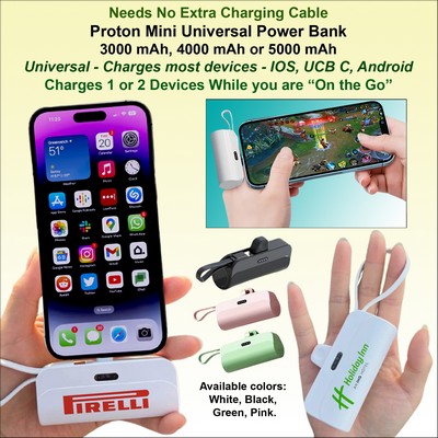 Proton Mini Universal Power Bank, Universal, 3000 mAh
