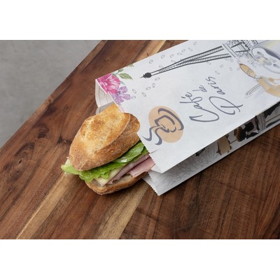 SOS #4L Multi-Sided Full Color Food Safe Paper Bags (5" x 12" x 3.125")