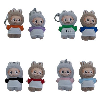 Fourth generation Mini Vinyl Doll Pendant Color blocked Shoulder Sleeve T-shirt