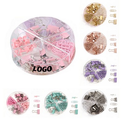 Office Stationery Set Clips and Pins with Storage Case
