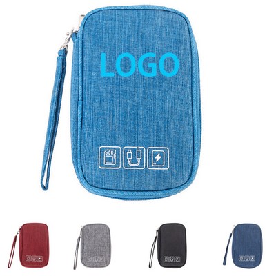 Portable Square Tech Organizer And Cable Pouch