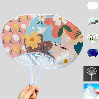 PP Plastic Hand Fan with Long Handle