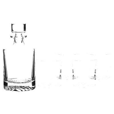 850ml Round Glass Decanter Set with Four 9 oz. Rocks Glasses, Black Gift Box