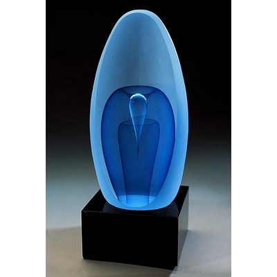 Blue Frost Fountain Sculpture w/ Marble Base (3"x7.5")