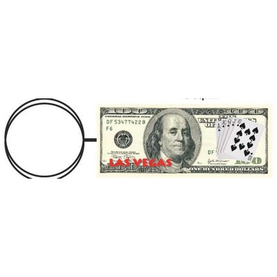 Las Vegas Royal Flush $100 Key Chain w/Clear Mirror Back (10 Square Inch)