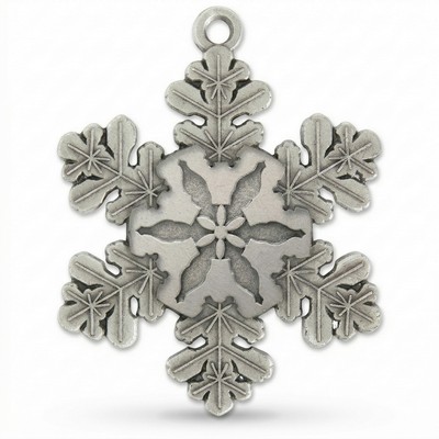 Two-Sided Mirror Image Pewter Snowflake Ornament (Non-Imprinted)