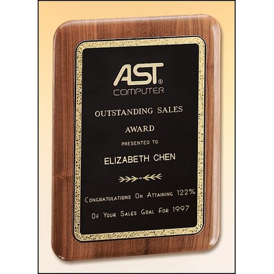 American Walnut Plaque with Florentine Plate, 5 x 7"