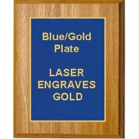 Oak Plaque 8" x 10" - Blue/Gold 6" x 8" Plate