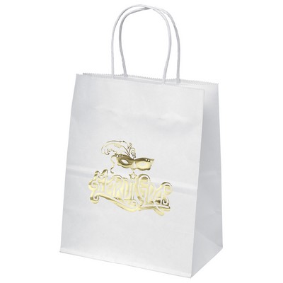 Mini - White Shopper - Foil Print (8" x 4 1/2" x 10 3/4")