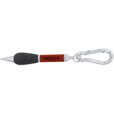Carabiner Wooden Pen with Sponge Grip