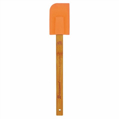 11¾" Orange Silicone Spatula w/ Bamboo Handle