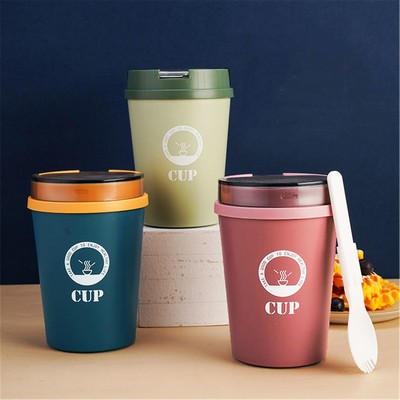 Portable Cereal Breakfast Soup Cup With Sealed Lid and Foldable Spoon
