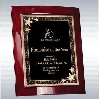 9 1/2" x 12" Premier Rosewood Piano Finish Eclipse Plaque with Black Starburst Plate