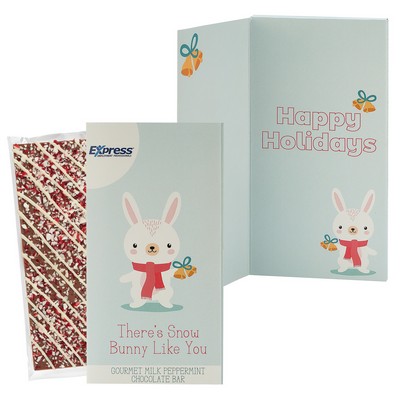 3.5 Oz. Belgian Chocolate Greeting Card Box (There's Snow Bunny Like You) - Peppermint Bar