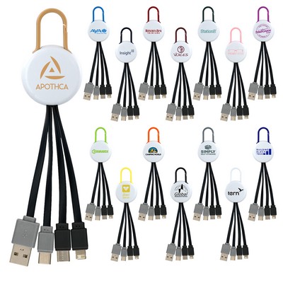 White Colorful Clip Dual Input 3" 1 Charging Cable
