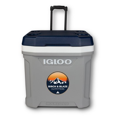 62 Qt. Igloo® Maxcold Latitude Roller Cooler (Carbonite/Aegean Sea)