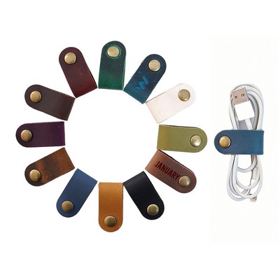 Genuine Leather Cord Organizer USB Holder