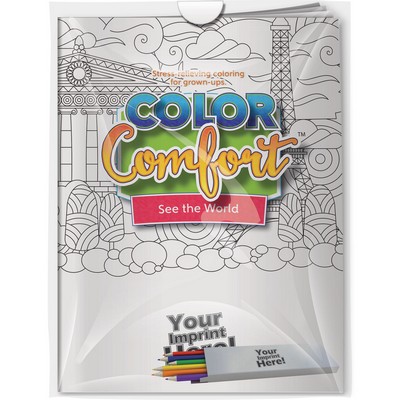 Combo Pack -"Voyages & Vistas (U.S. Landmarks)" Color Comfort & 6-Pack of Colored Pencil (Imprinted)