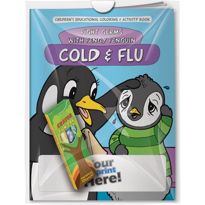 "Fight Germs with Pengy Penguin: Cold and Flu" Coloring Book & 4-Pack of Crayon (Imprinted)