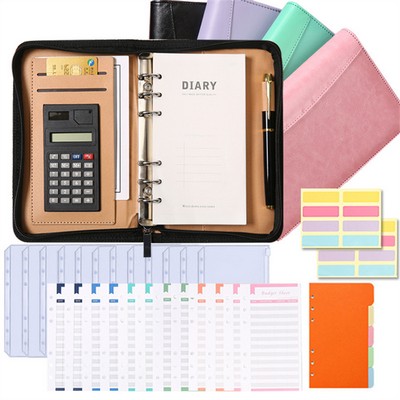 A6 5x8" Zippered Vegan Leather Padfolio