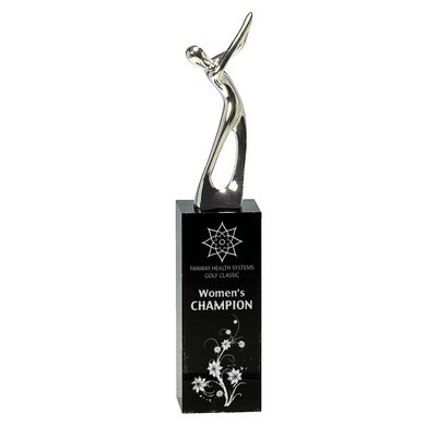 Metal Golf Figure on Crystal Pedestal