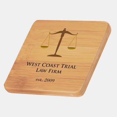 Color Imprinted Square Bamboo Coaster
