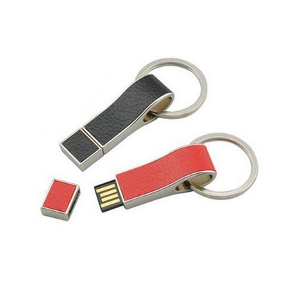 128 MB Leather Stick USB Flash Drive W/ Keyring
