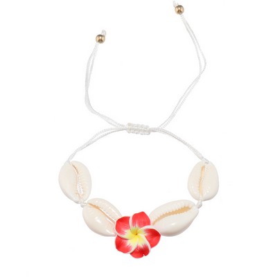 Floral Shell Beaded Bracelet with Braided Cord