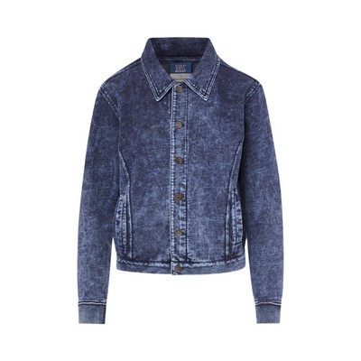 Mila Women's Acid Wash French Denim Terry Jacket